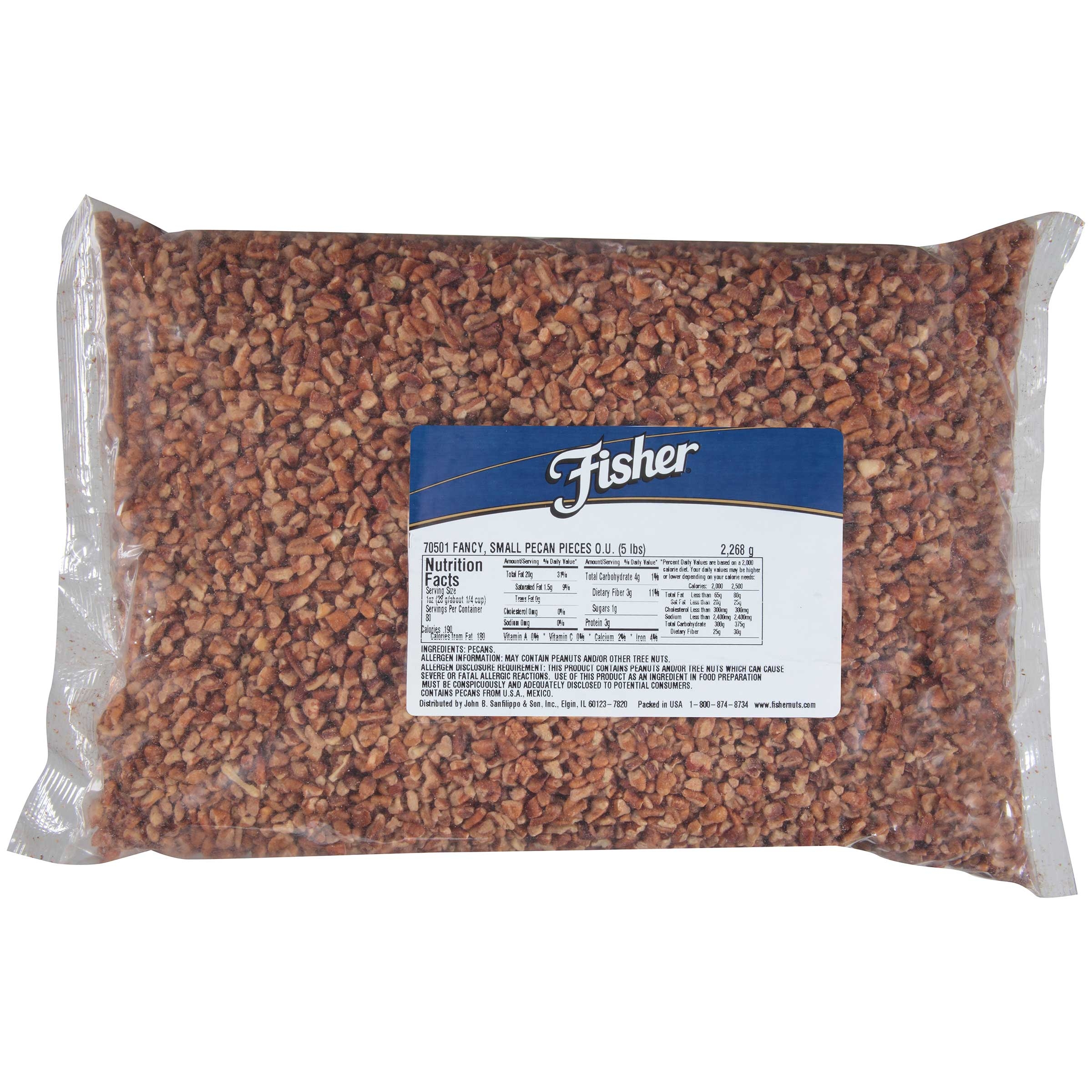 Fisher Fancy Small Pecan Piece, 5 Pound.