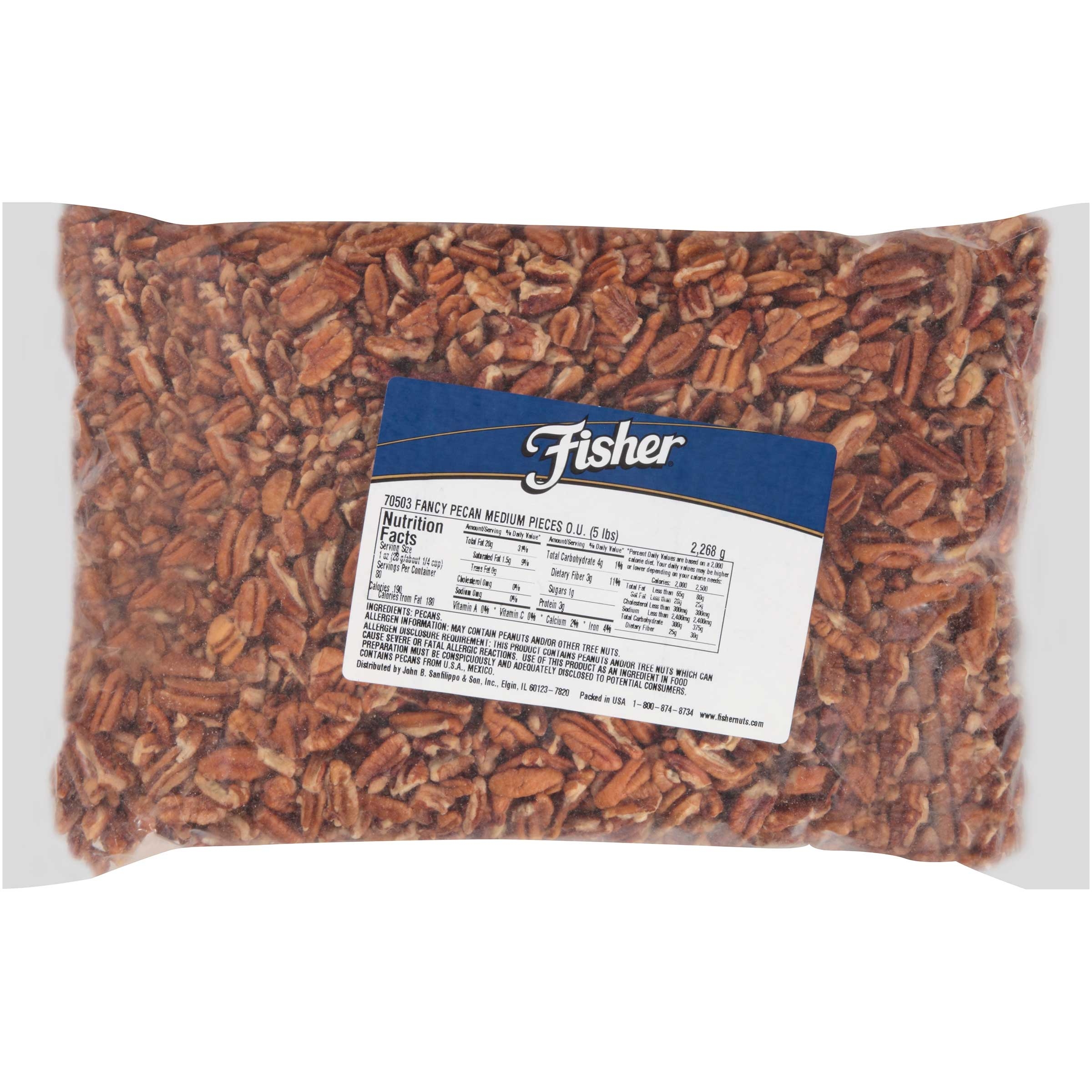 Fisher Fancy Medium Pecan Piece, 5 Pound.