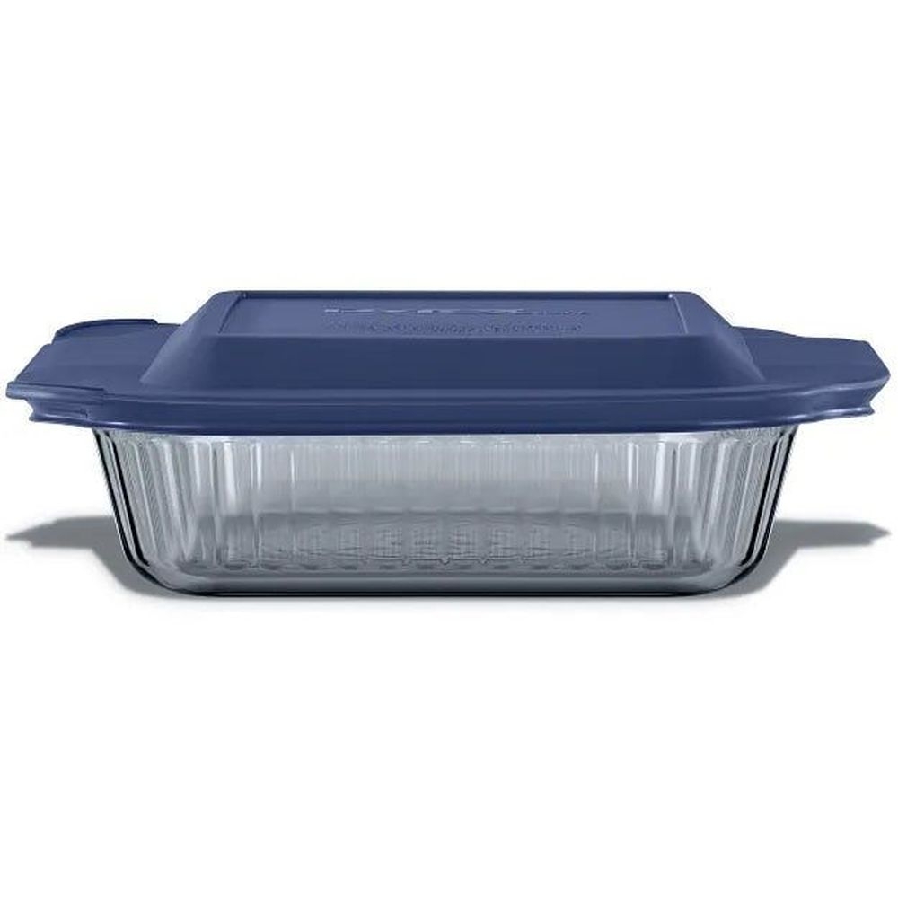 Pyrex 8 inch Square Bakeware Dish with Plastic Lid, 2 Quart Capacity -- 4 per case