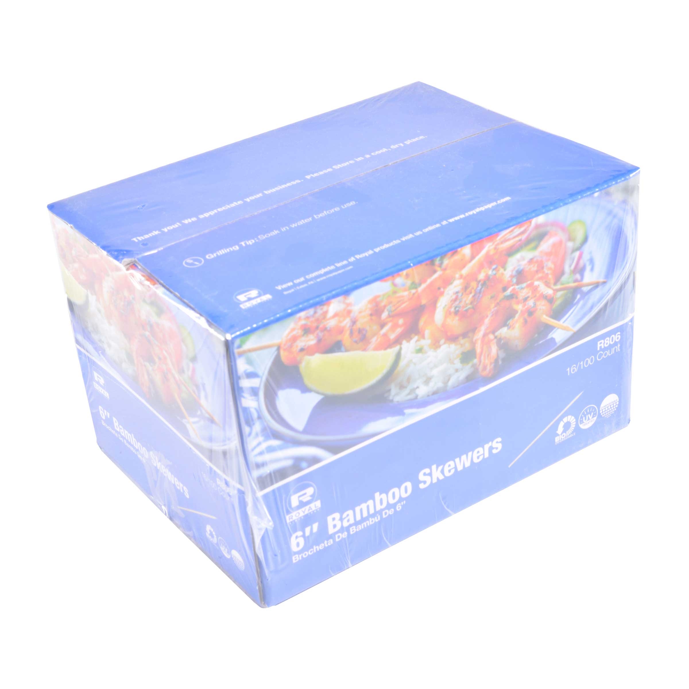 Royal 6 Inch Bamboo Skewer, 100 Count -- 192 Per Case