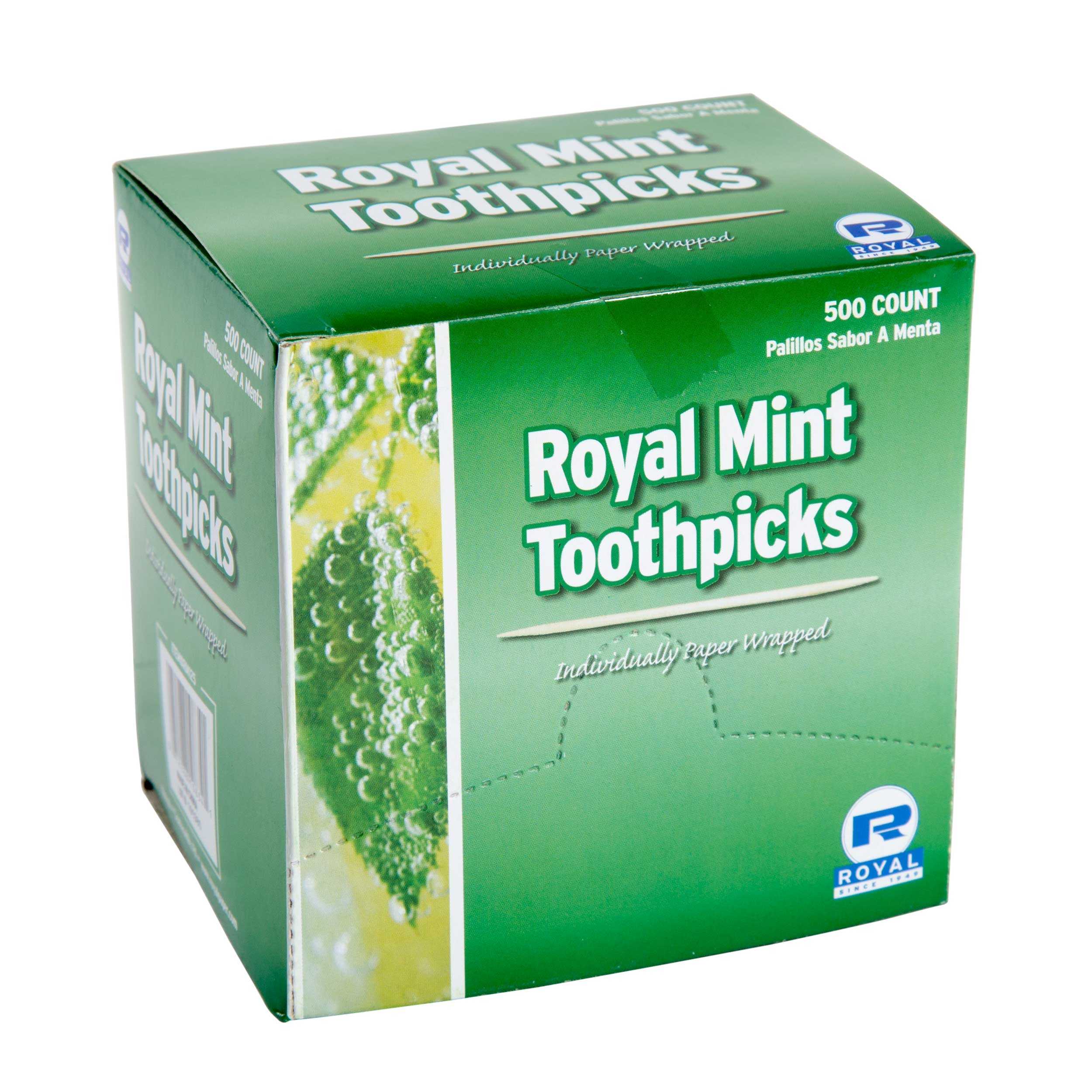 Royal Individual Paper Wrapped Mint Toothpick, 500 Count -- 12 Per Case