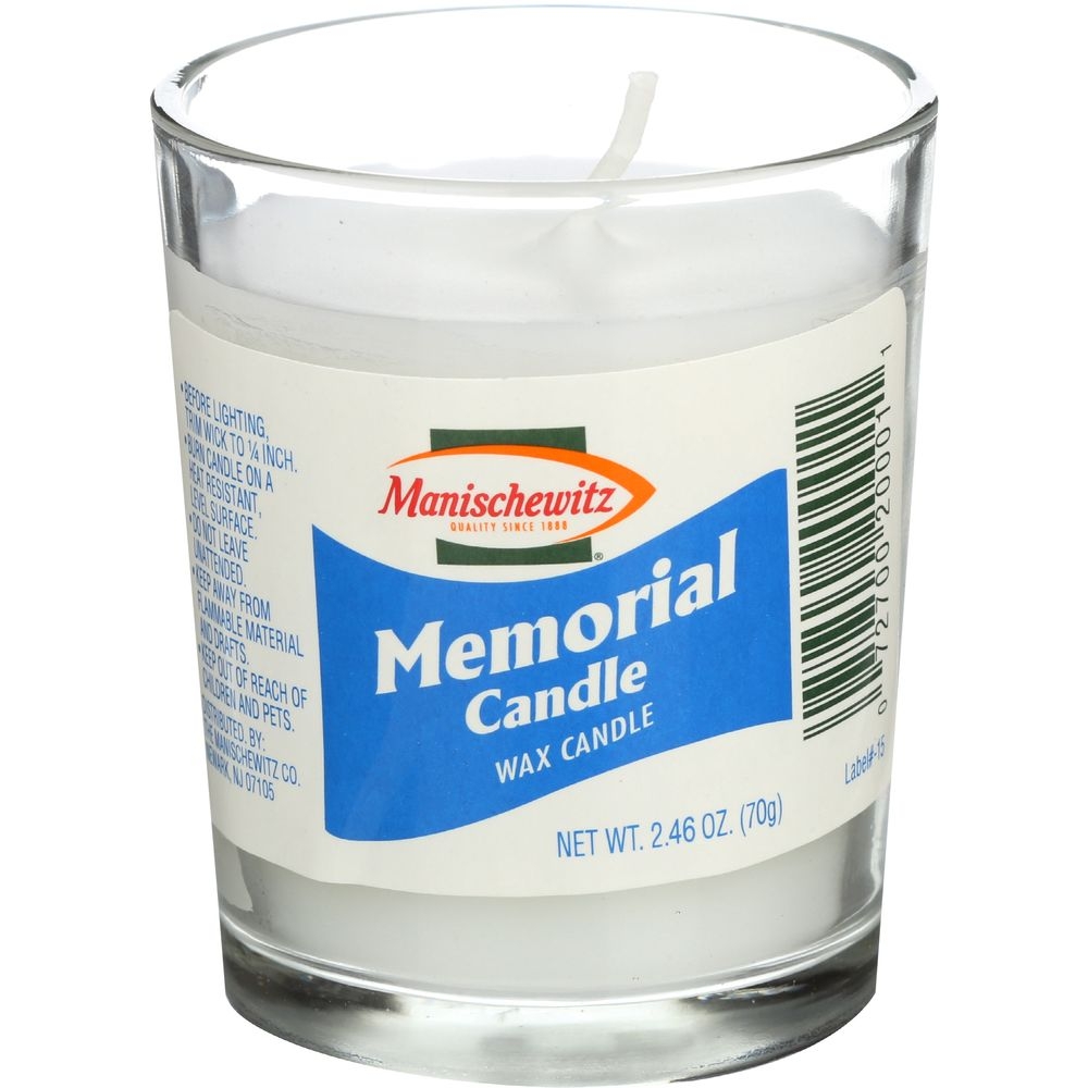Manischewitz Memorial Glass Tumbler Candle, 3 Ounce -- 24 per case.