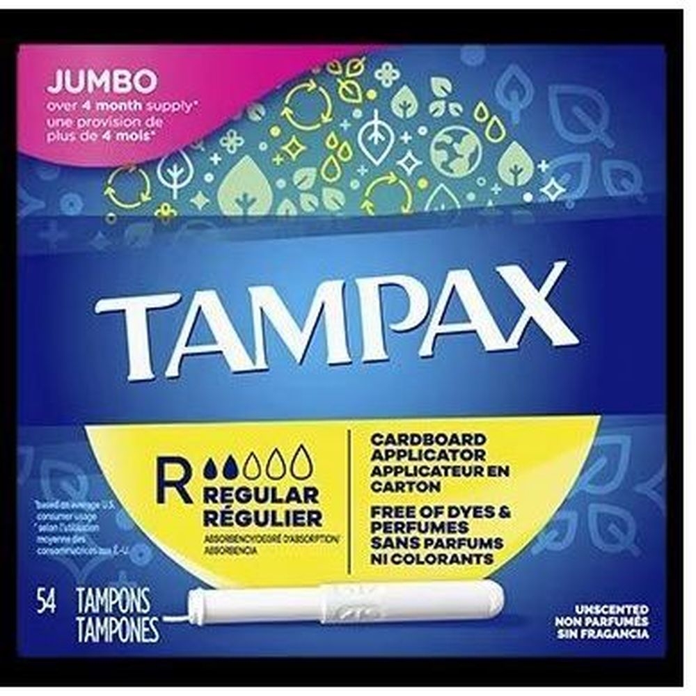 Tampax Regular Cardboard Tampons, 54 count -- 6 per case