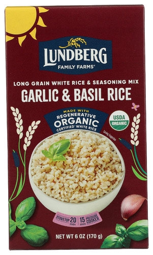 Lundberg Organic Whole Grain Garlic and Basil Rice, 6 Ounce -- 6 per case.