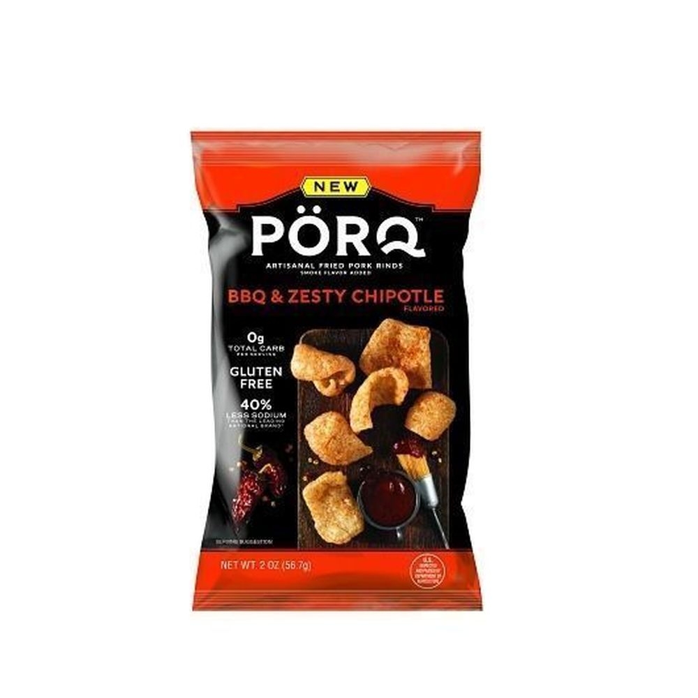 Porq Bbq and Zesty Chipotle Pork Skins, 2 Ounce -- 12 per case