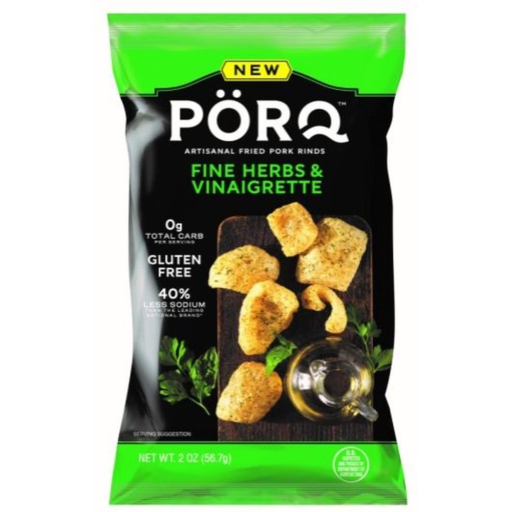 Porq Fine Herb and Vinaigrette Pork Rinds, 2 Ounce -- 5 per case