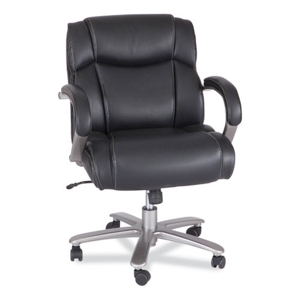 Safco 19.5 to 23.25 inch High Black Seat and Chrome Lineage Big and Tall Mid Back Task Chair, Max 350 Pound
