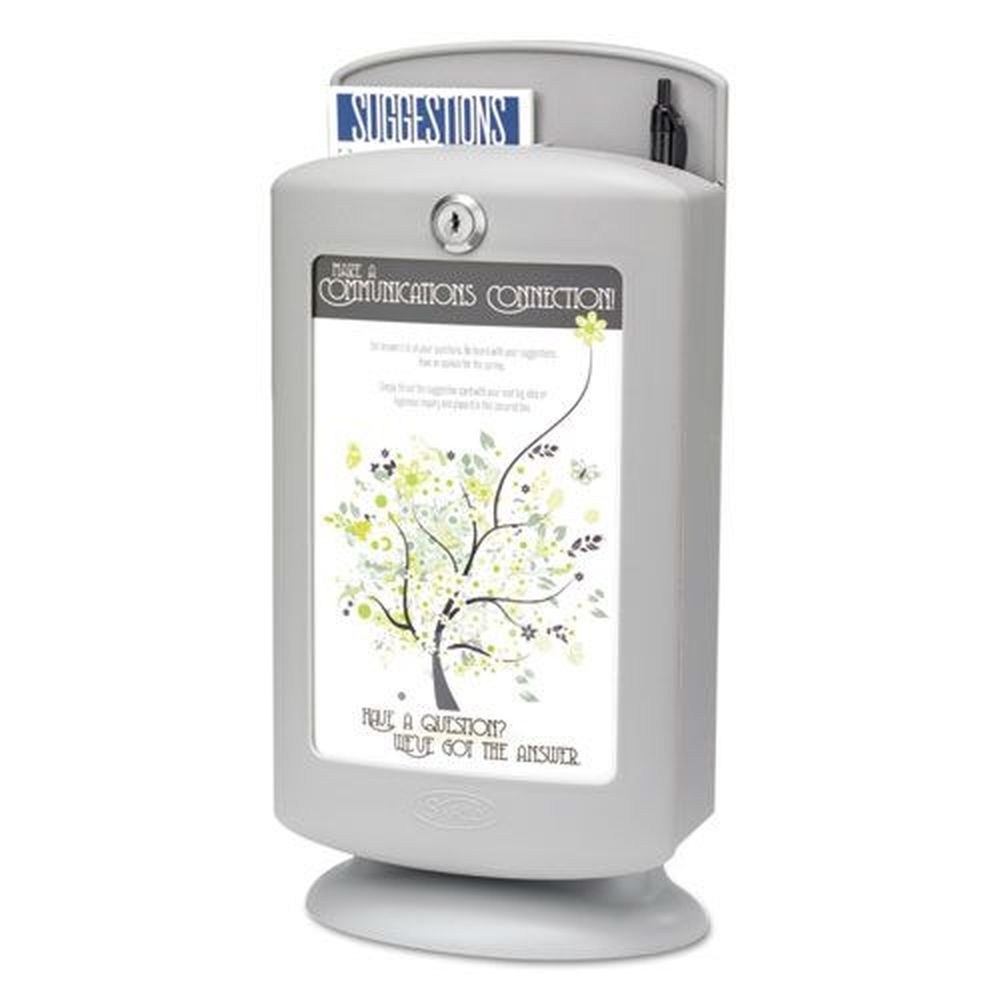 Safco Light Gray Customizable Plastic Suggestion Box, 7 x 5 x 14.5 inch