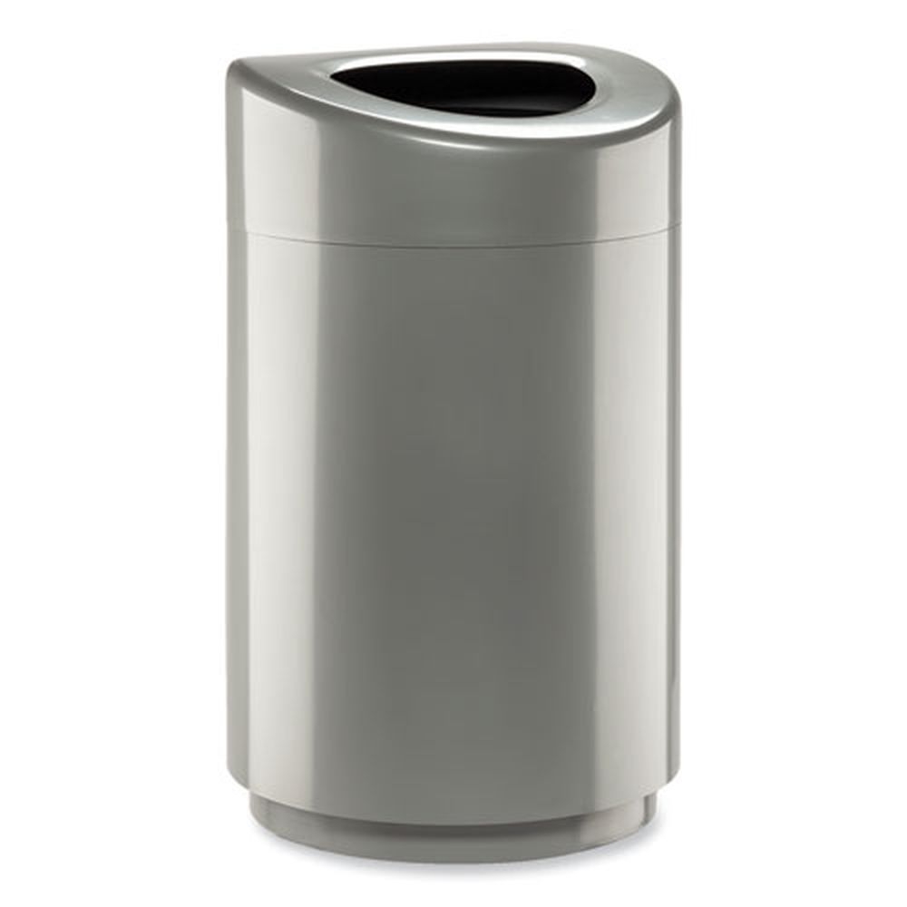 Safco Steel Silver Open Top Round Waste Receptacle, 30 Gallon Capacity