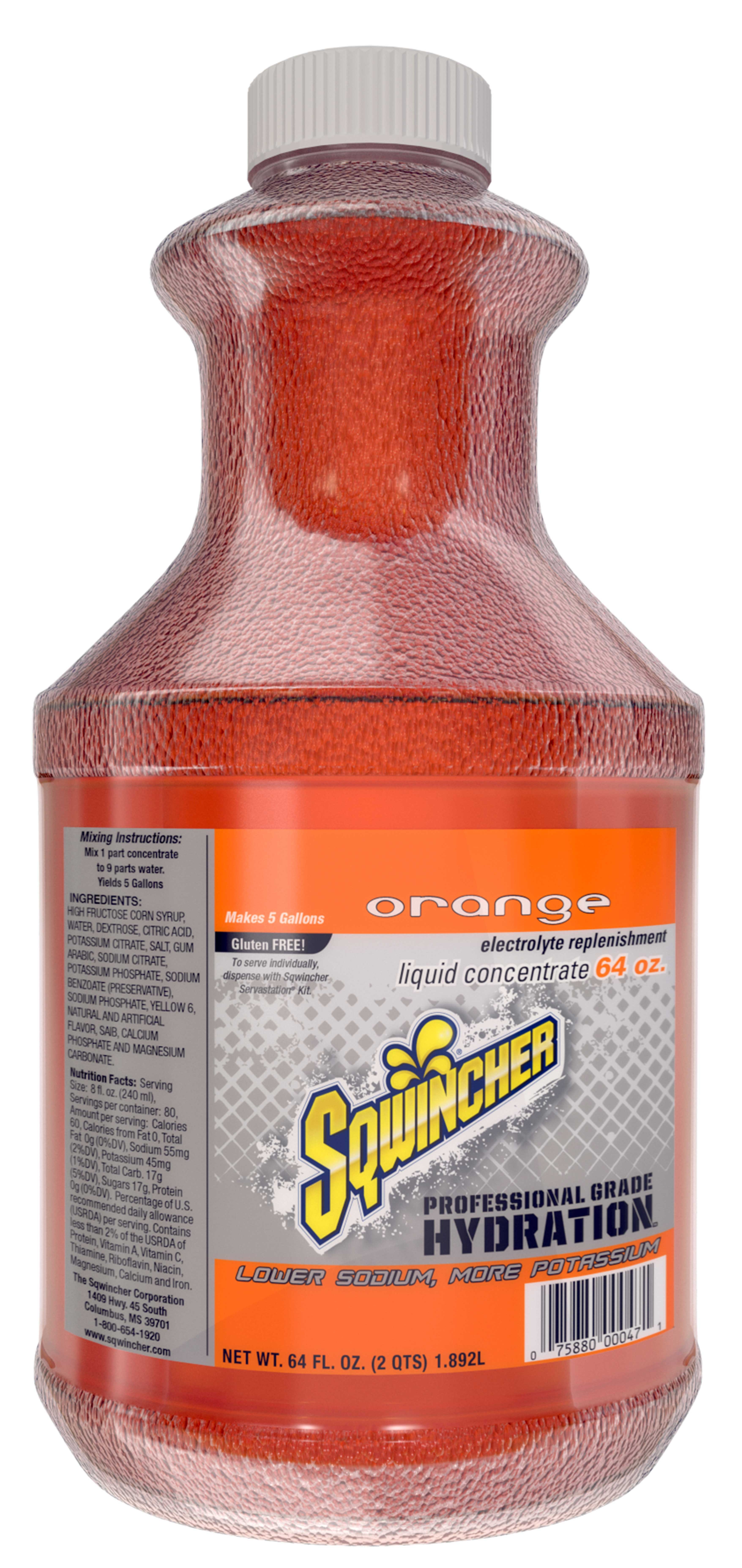 Sqwincher Orange Liquid Concentrate, 64 Fluid Ounce -- 6 per case.