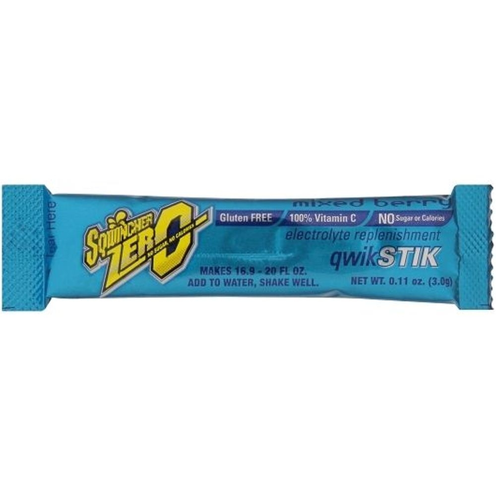 Sqwincher Qwik Stick Zero Sugar Mixed Berry Electrolyte Powder Mix, 0.11 Ounce -- 500 per case