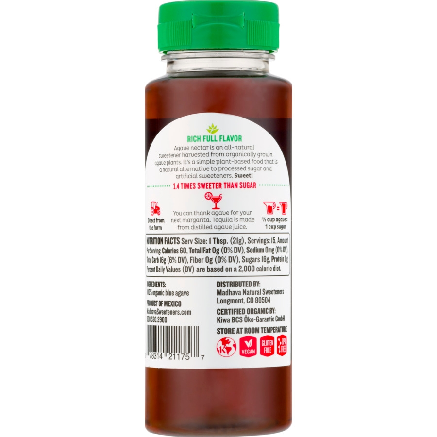 Madhava Organic Amber Agave Nectar, 11.75 Ounce -- 6 per case