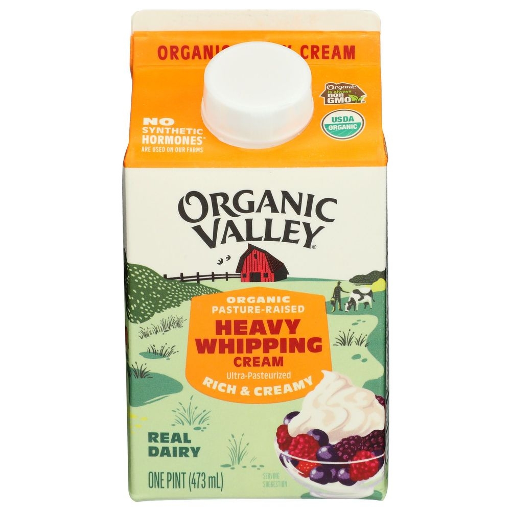 Organic Valley Organic Rich and Creamy Ultra Pasteurized Heavy Whipping Cream, 16 Fluid Ounce -- 12 per case