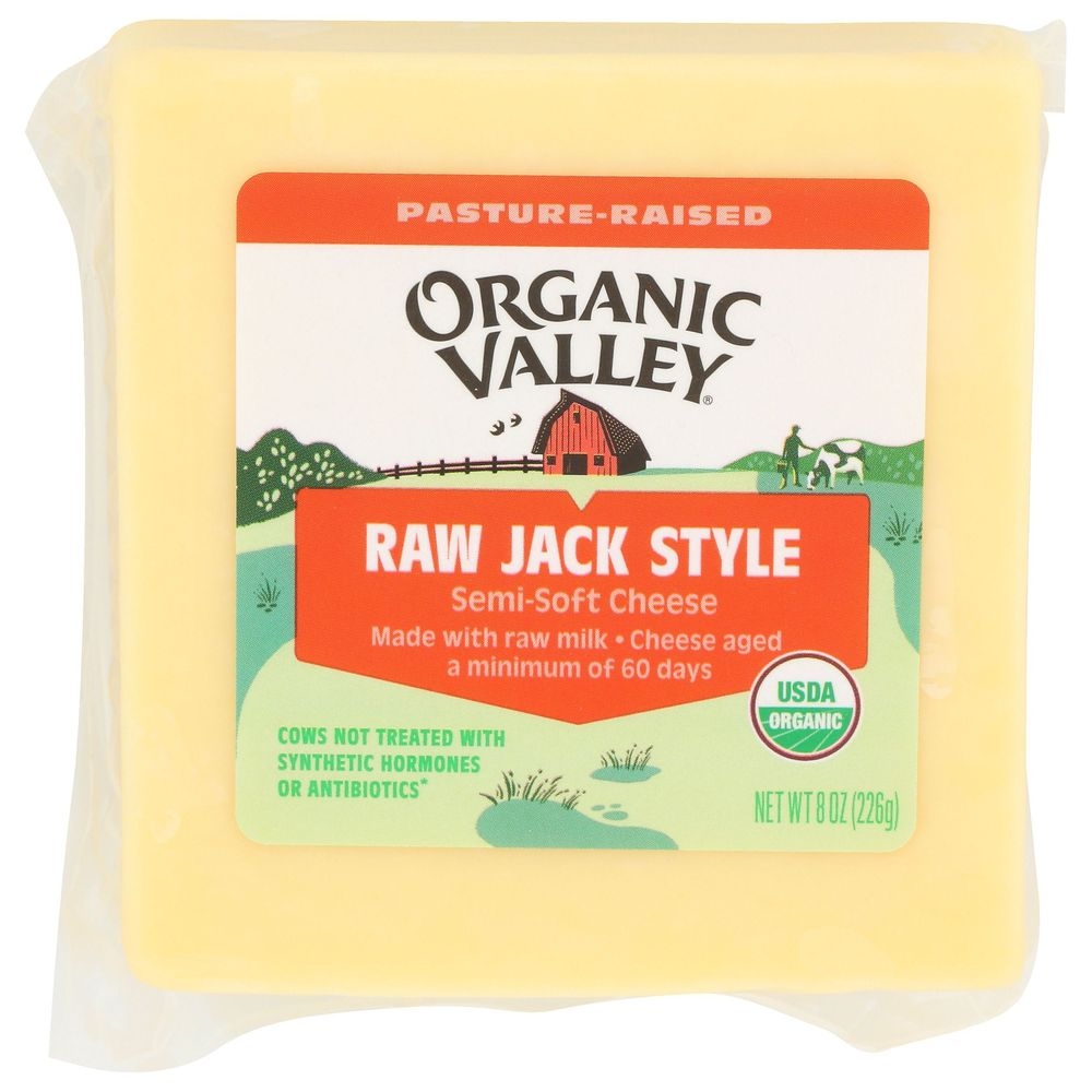 Organic Valley Organic Raw Jack Style Semi Soft Cheese, 8 Ounce -- 12 per case