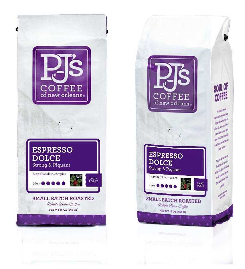 PJs Coffee of new orleans Espresso Dolce Whole Bean Coffee, 1 Pound -- 6 per case