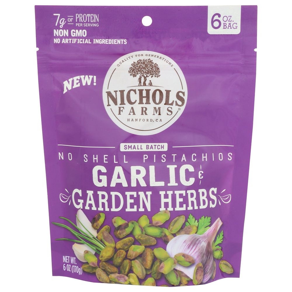 Nichols Farms Garlic and Garden Herbs No Shell Pistachios, 6 Ounce -- 15 per case