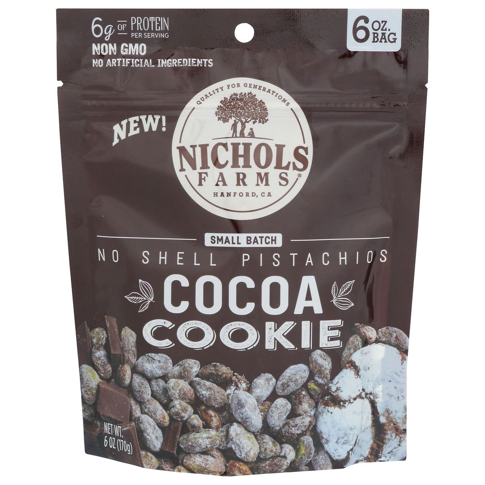 Nichols Farms Cocoa Cookie No Shell Pistachios, 6 Ounce -- 15 per case