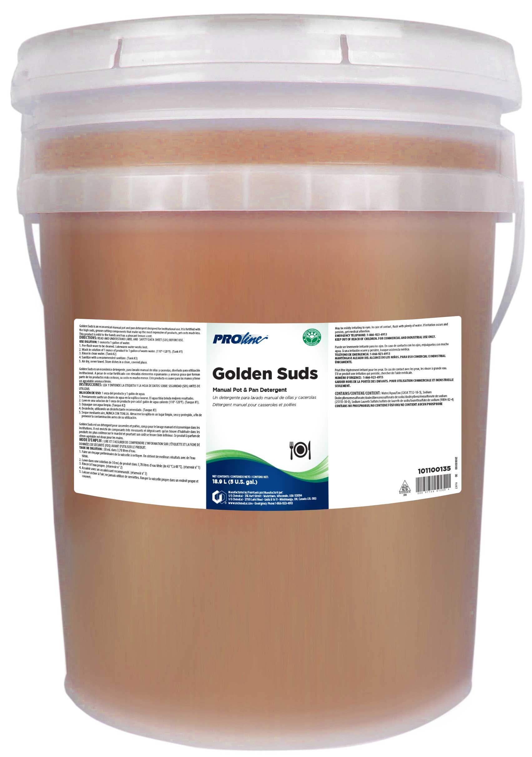 Proline Golden Suds Manual Pot and Pan Detergent, 5 Gallon.