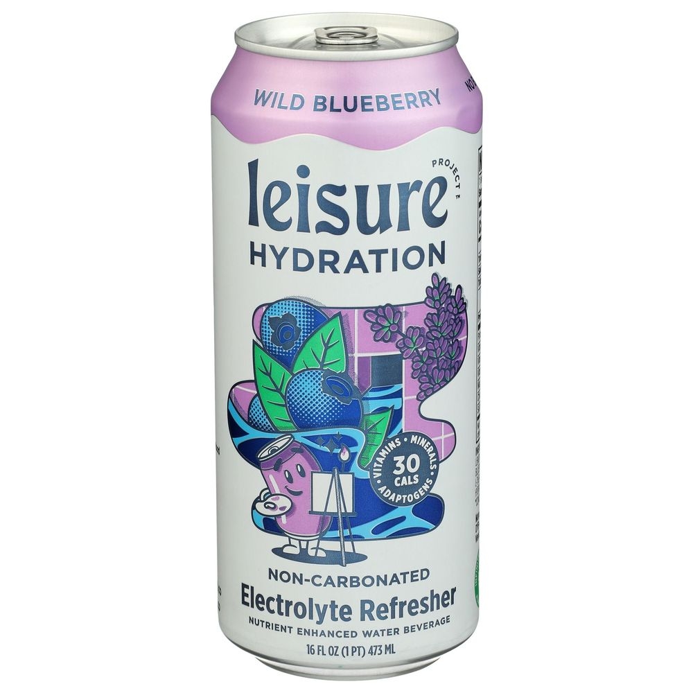 Leisure Wild Blueberry Hydration Electrolyte Refresher Water, 16 Fluid Ounce -- 12 per case