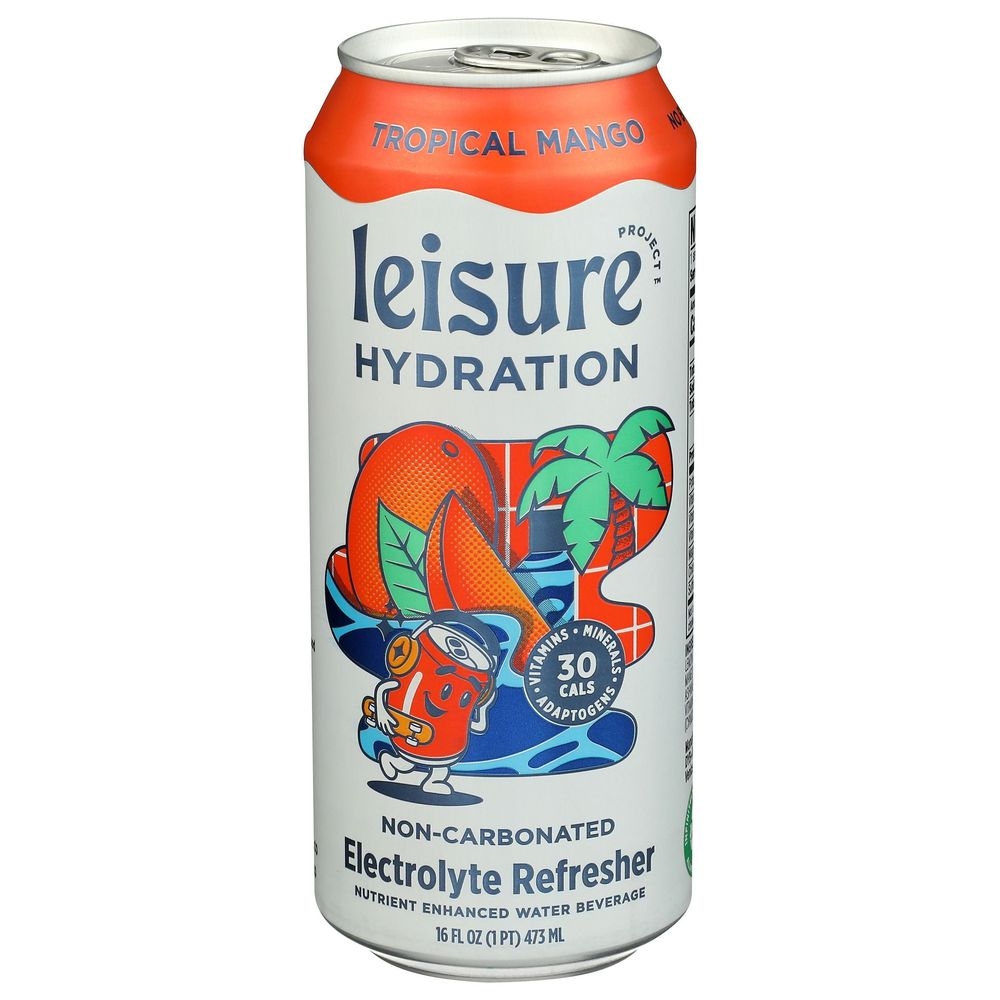 Leisure Tropical Mango Hydration Electrolyte Refresher Water, 16 Fluid Ounce -- 12 per case