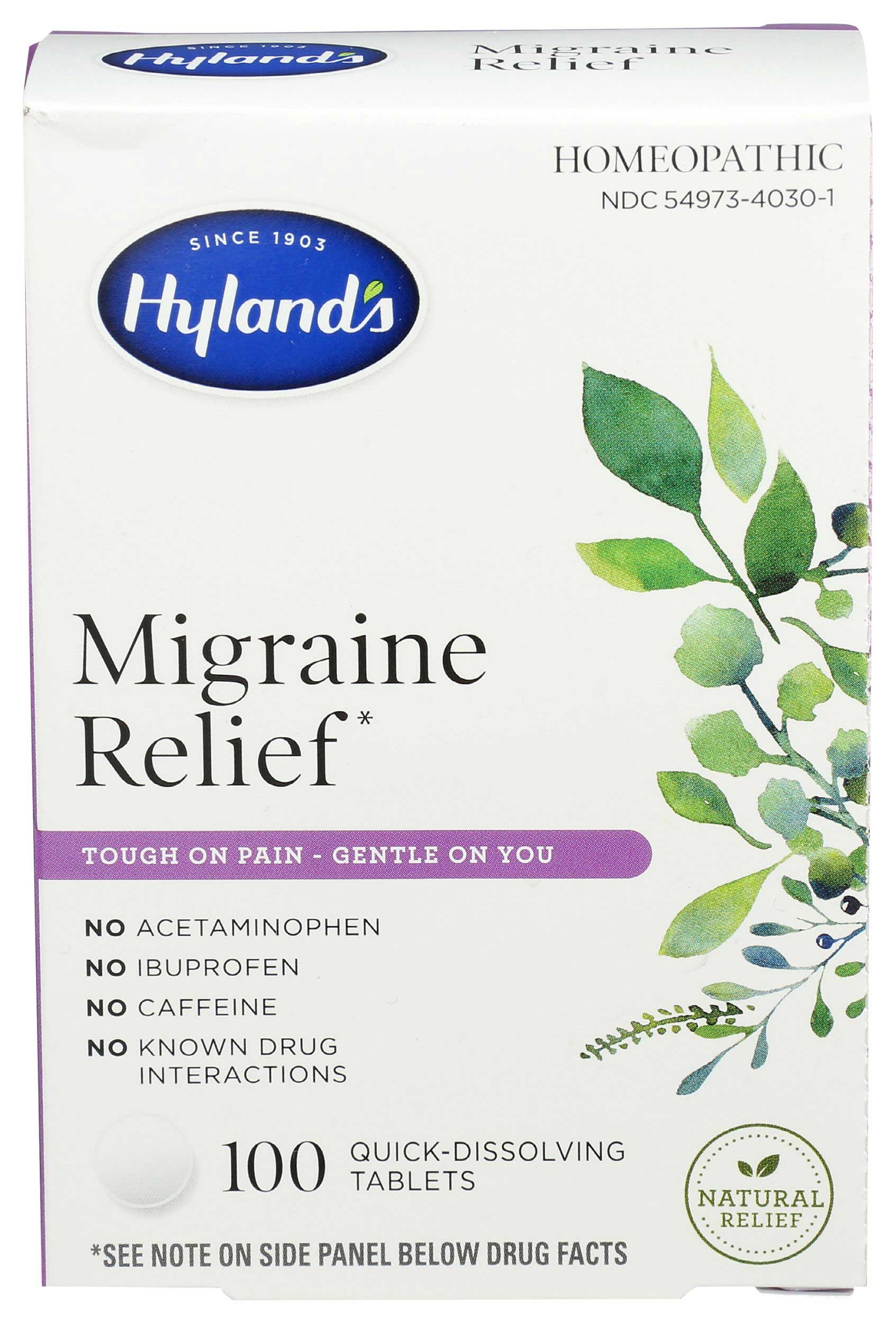 Hylands Homeopathic Migraine Relief Tablets, 100 count