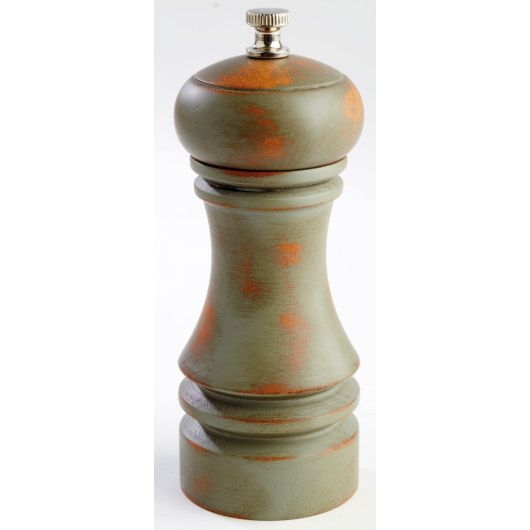 World Tableware Vintage Green Pepper Mill With Worn Glaze, 2.25 Inch Dia X 6 Inch Height