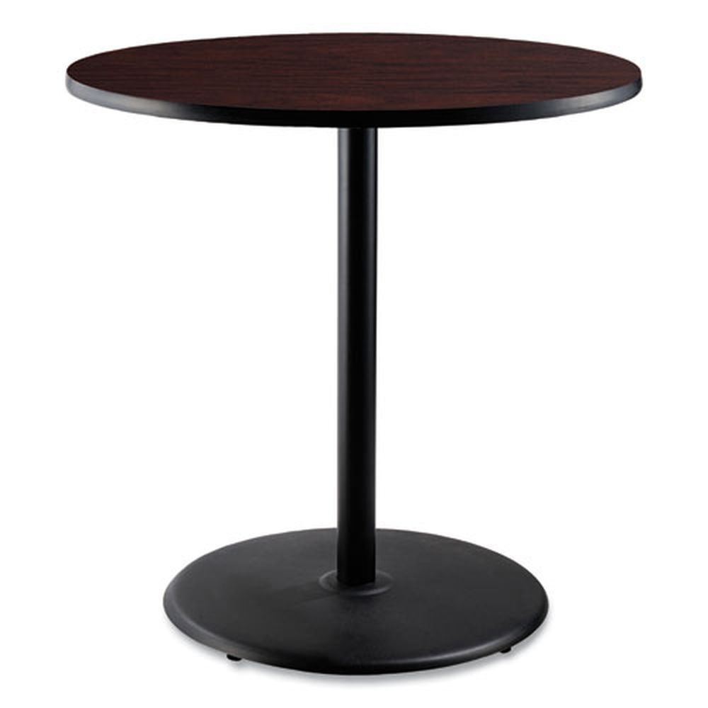 NPS Round Mahogany Top and Black Base Cafe Table, 36 inch Diameter x 42 inch Height