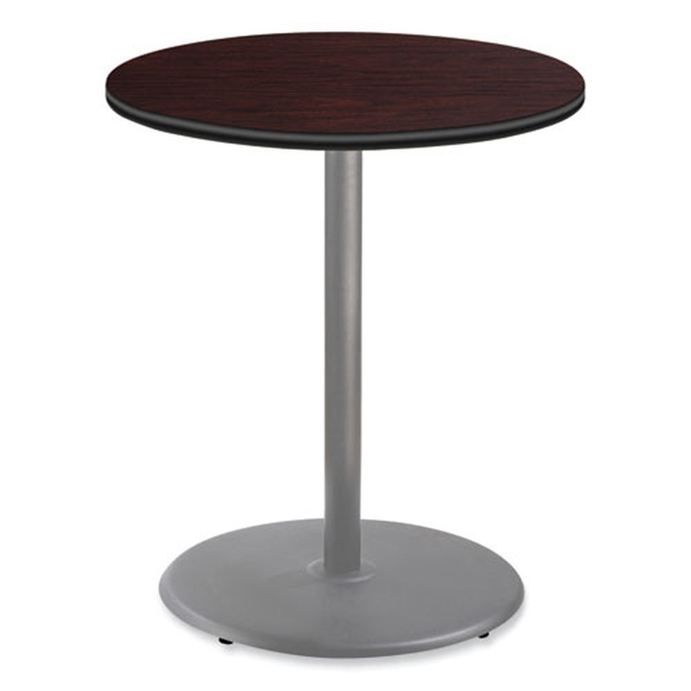 NPS Round Mahogany Top and Gray Base Cafe Table, 36 inch Diameter x 42 inch Height