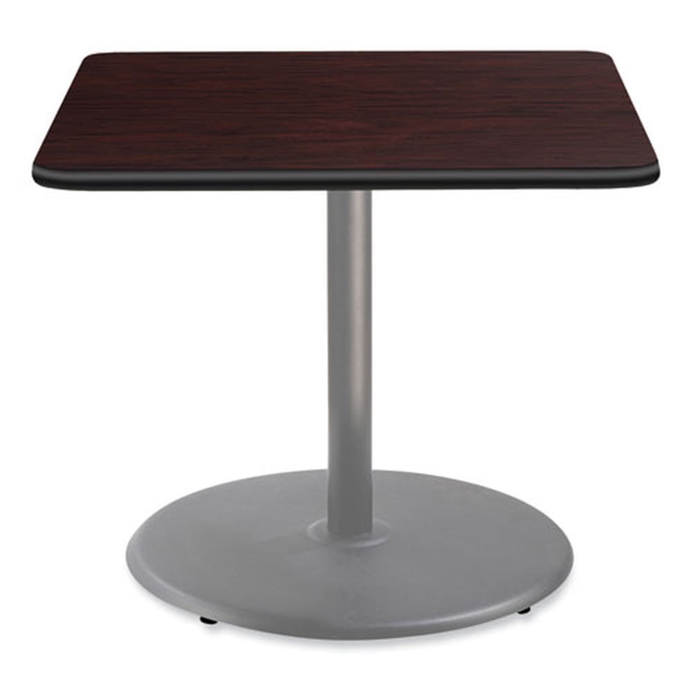 NPS Square Mahogany Top and Gray Round Base Cafe Table, 36 x 36 x 30 inch