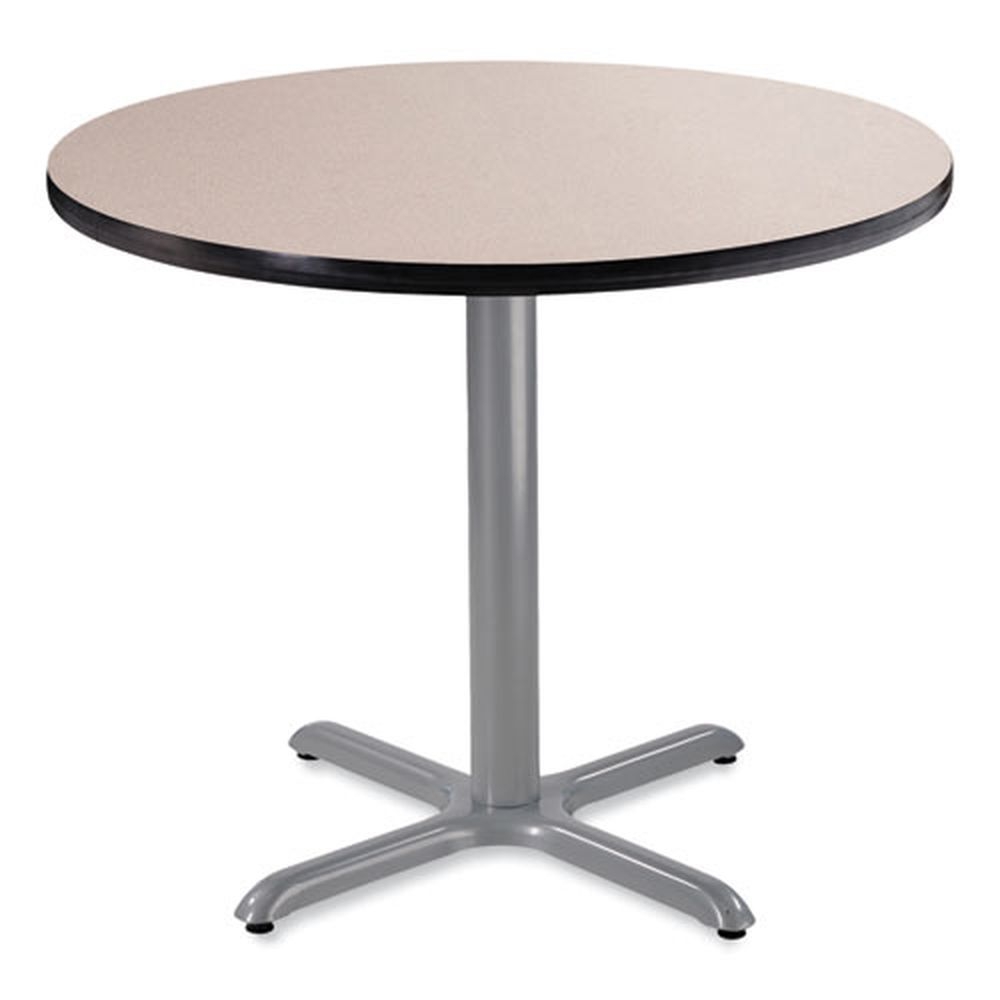 NPS Round Gray Nebula Top and Gray X-Base Cafe Table, 36 inch Diameter x 30 inch Height