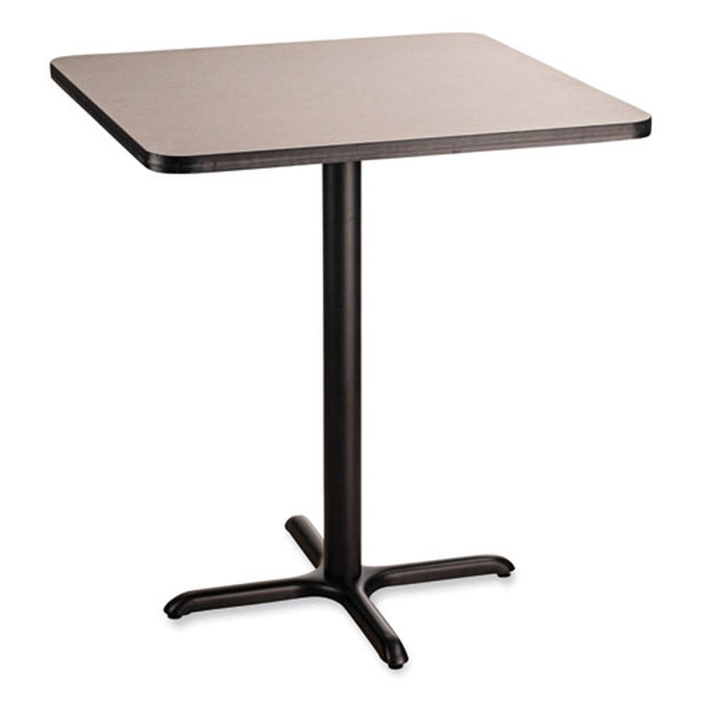 NPS Square Gray Nebula Top and Black X-Base Cafe Table, 36 x 36 x 42 inch