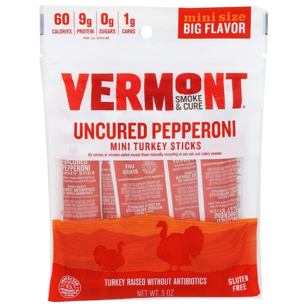 Vermont Smoke and Cure 0.5 Ounce Uncured Pepperoni Mini Turkey Stick, 6 count -- 8 per case