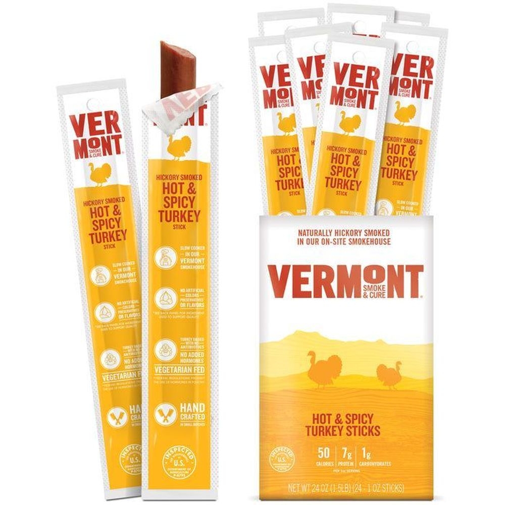 Vermont Smoke and Cure Hot and Spicy Turkey Sticks, 1 Ounce -- 24 per case
