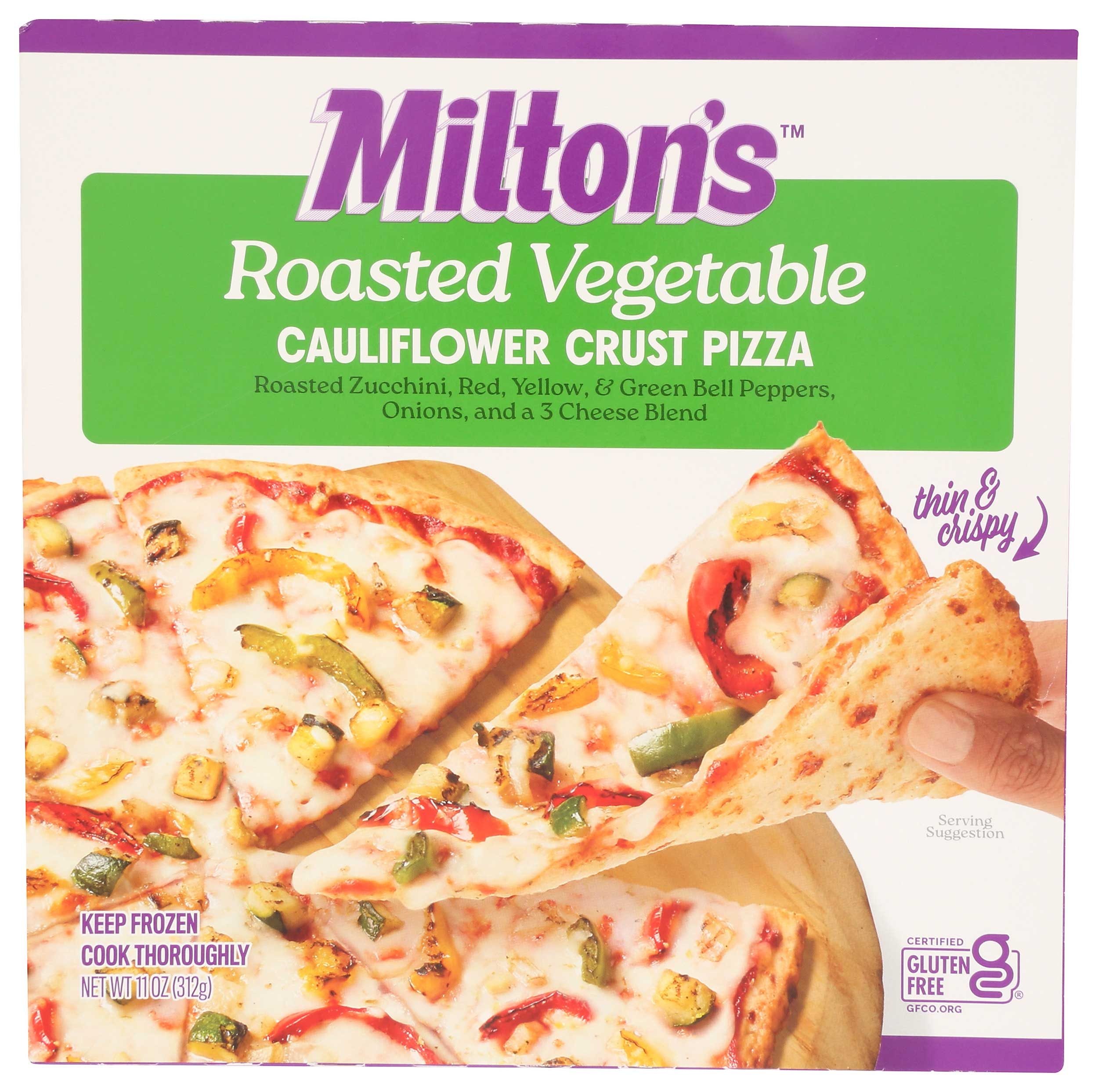 Milton's Thin And Crispy Cauliflower Crust Roasted Vegetable Pizza, 11 Ounce -- 8 per case