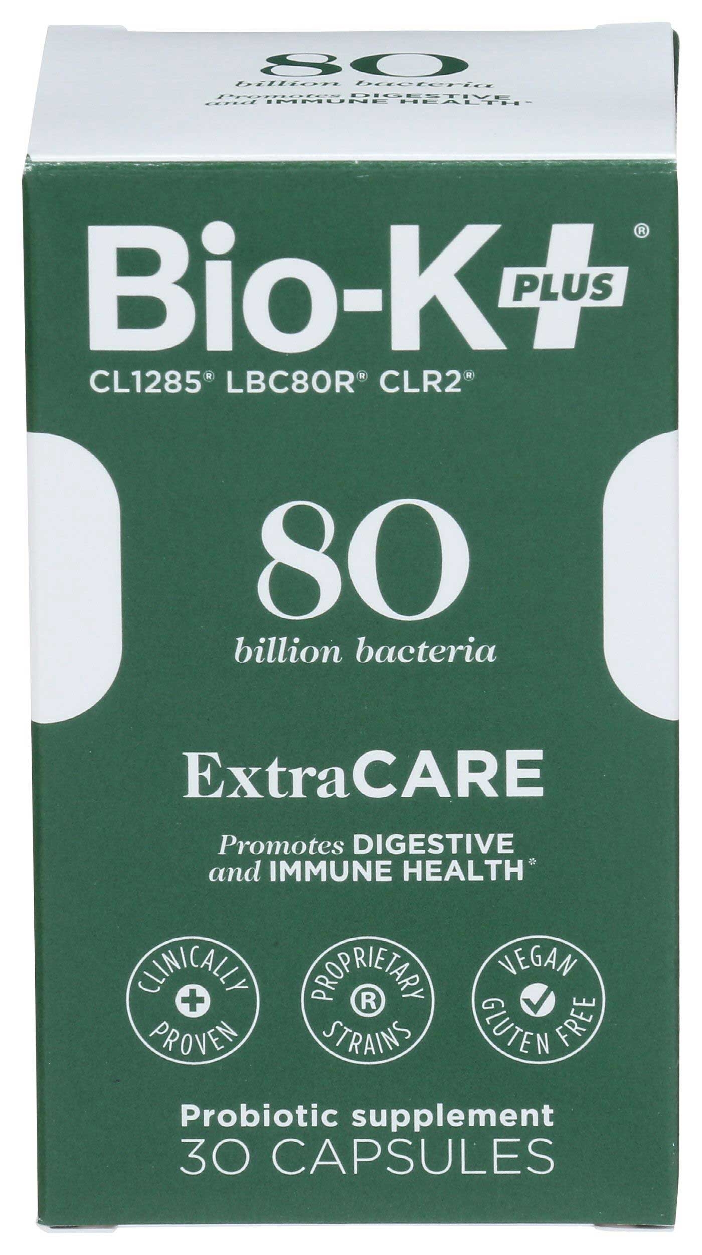 Bio-K Plus Extra Care 80 Billion Bacteria Probiotic Capsules, 30 count -- 4 per case