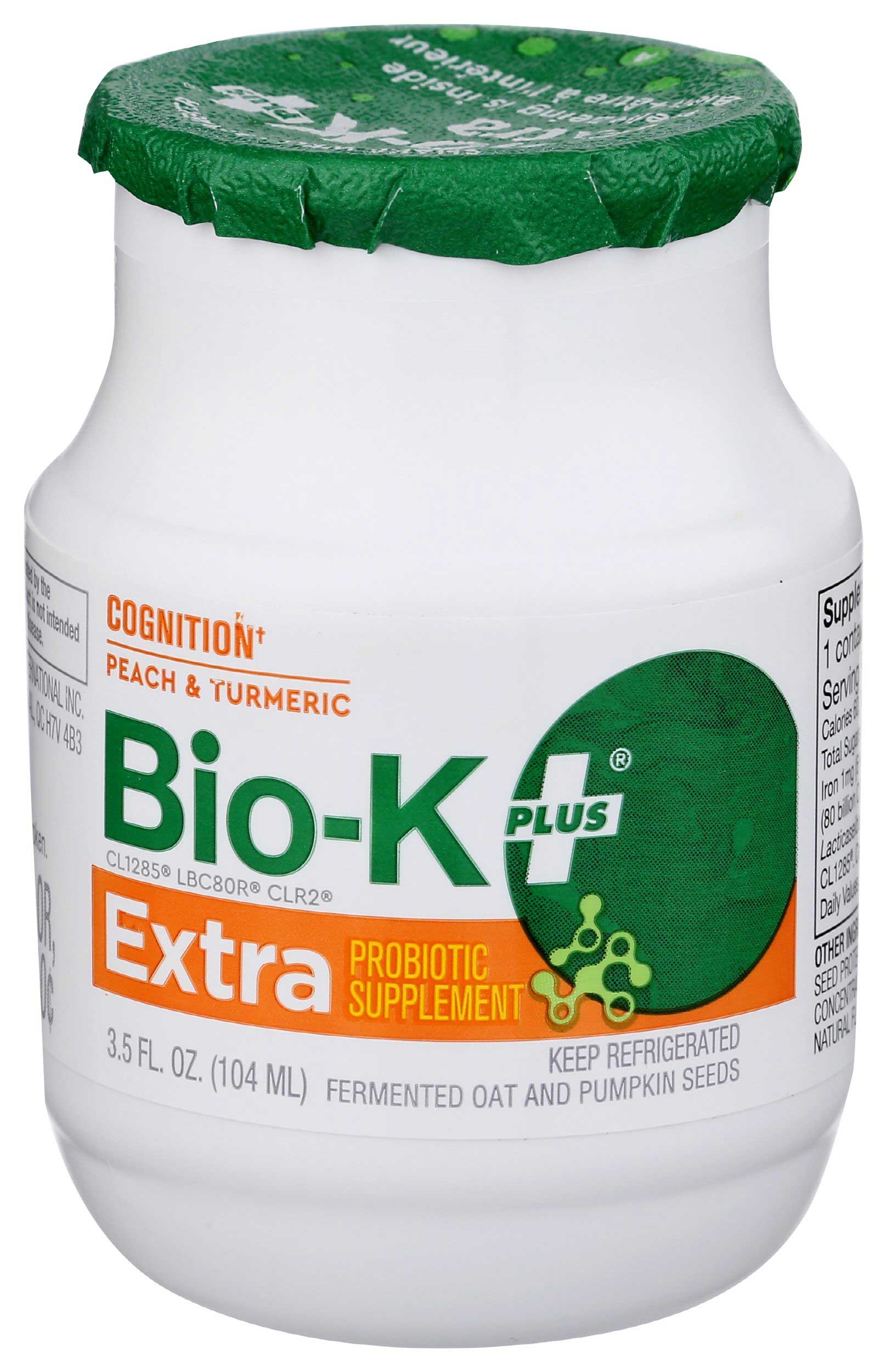 Bio-K Plus Peach and Turmeric with Oat and Pumpkin Seeds Probiotic Drink, 3.5 Fluid Ounce - 6 per pack -- 4 packs per case