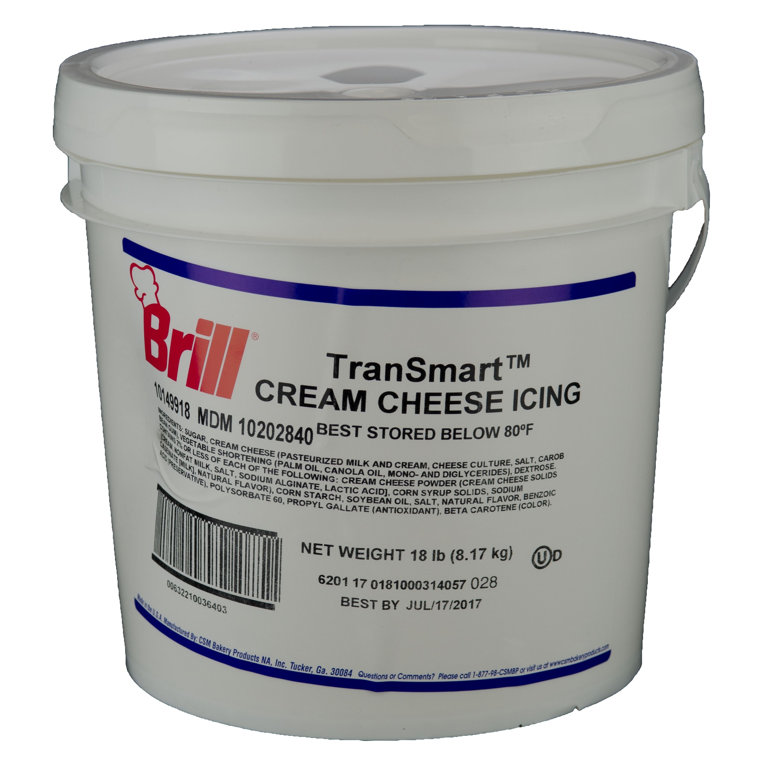 HC Brill Transmart Ready To Use Cream Cheese Icing, 18 Pound.