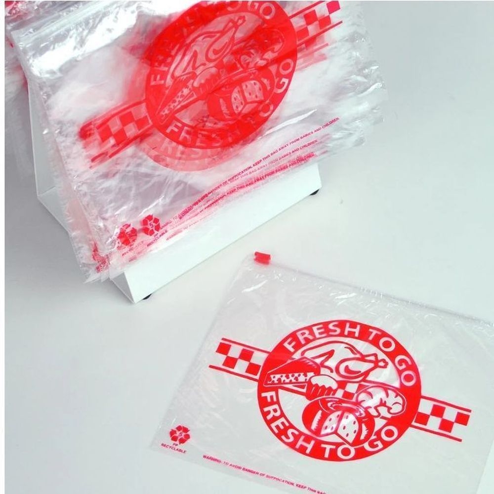 Elkay Plastics Fresh to Go Print 1.2 mil Slide Seal Saddle Pack Deli Bag, 10 x 8 inch -- 1000 per case.