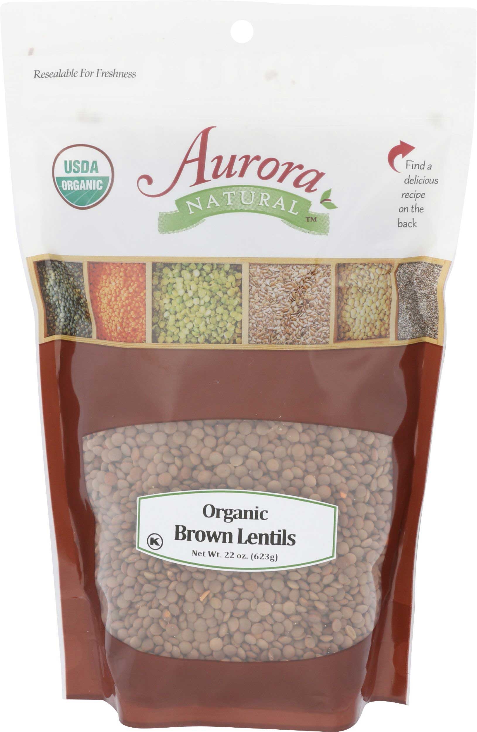 Aurora Natural Organic Brown Lentils, 22 Ounce -- 10 per case
