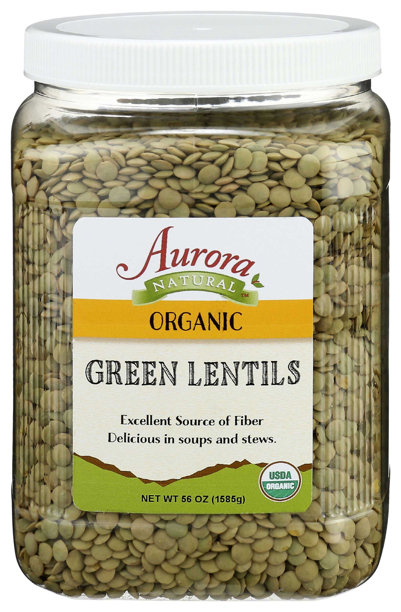 Aurora Natural Organic Green Lentils, 56 Ounce -- 6 per case