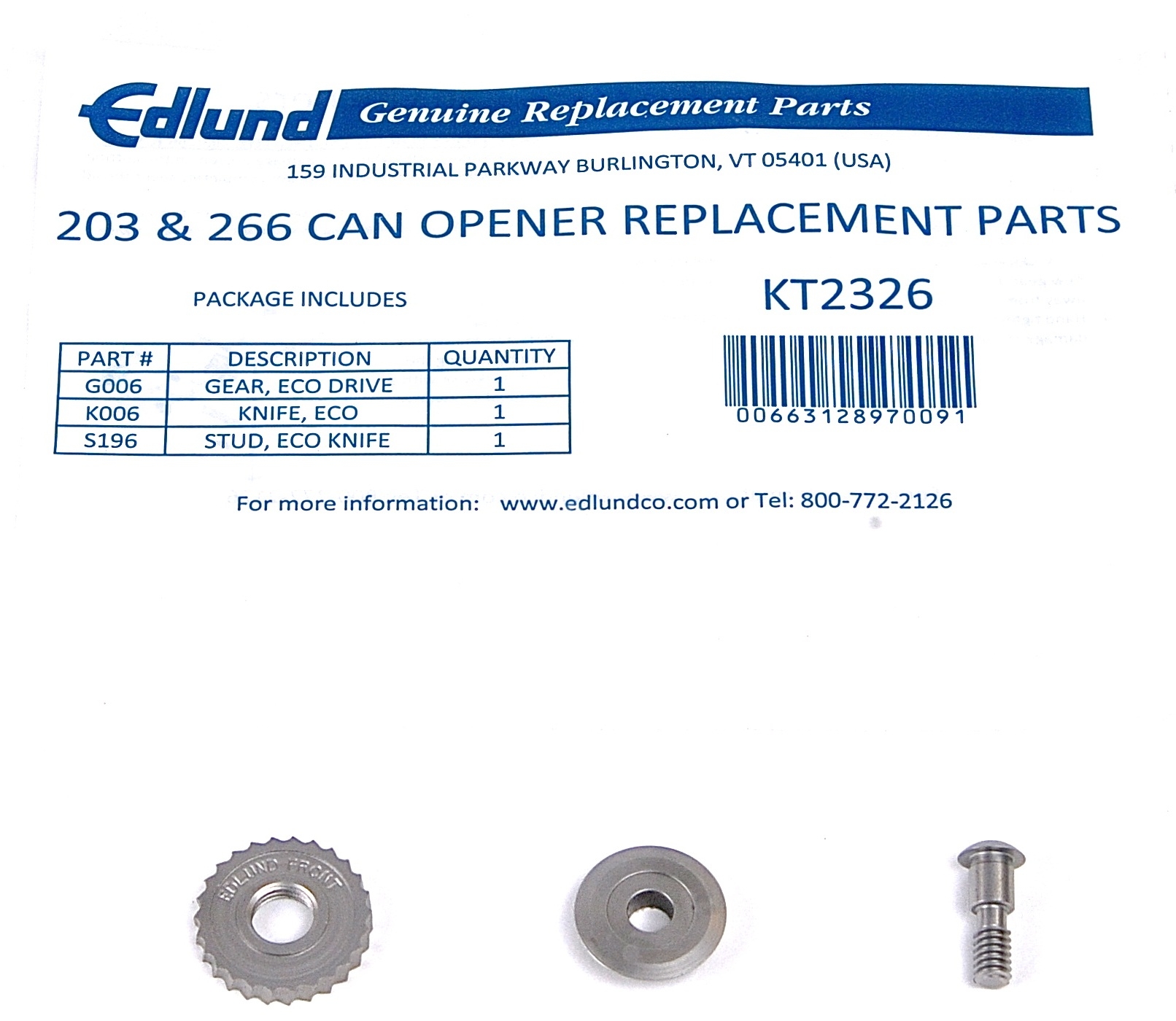 Edlund Knife and Gear Replacement Kit