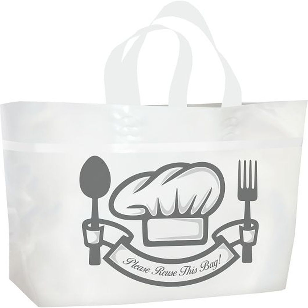 Command Packaging 19 X 13 x 10 inch Plastic Reusable White Carry Out Bag, 250 count