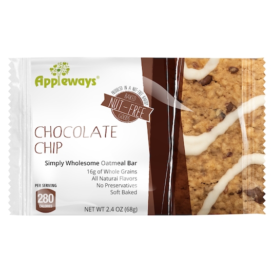 Appleways Soft Baked Chocolate Chip Oatmeal Bar, 2.4 Ounces -- 160 per case