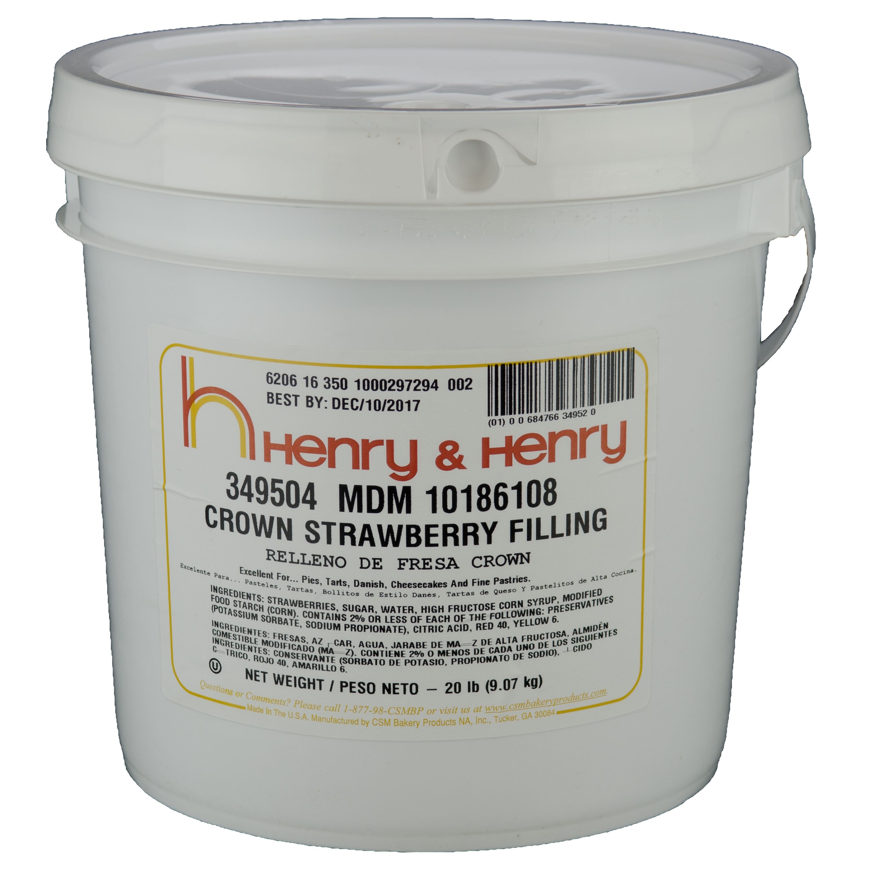 Henry and Henry Strawberry Filling, 20 Pound.