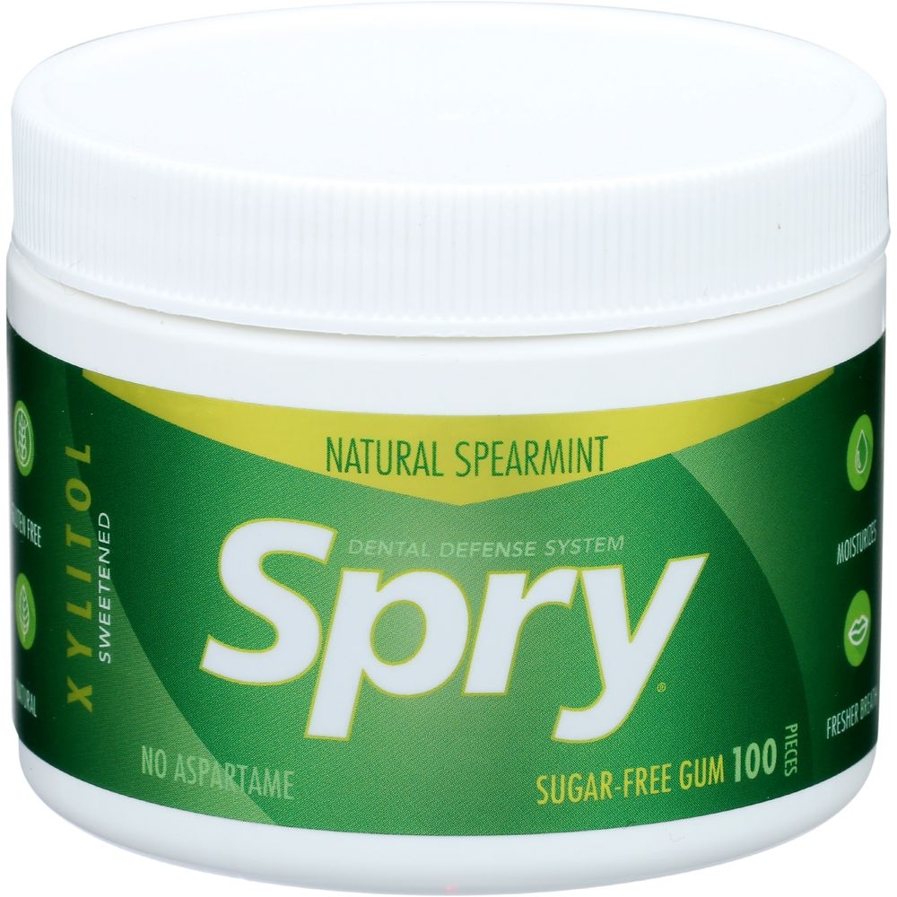Spry Spearmint Chewing Gum - 100 per pack.