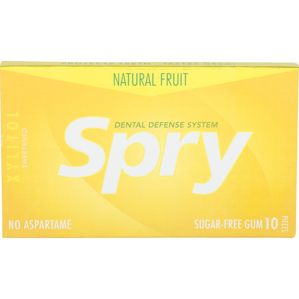 Spry Fresh Fruit Chewing Gum - 10 per pack -- 20 packs per case.