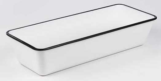 American Metalcraft Black Rimmed Rectangular White Melamine Bowl, 106 Ounce