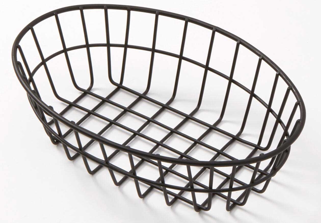 American Metalcraft Black Oval Wire Grid Basket, 9 inch Length x 6 inch Width x 2-1/2 inch Height