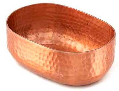 American Metalcraft Hammered Aluminum Copper Oval Bowl, 25 Ounce Capacity
