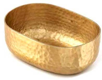 American Metalcraft Hammered Aluminum Gold Oval Bowl, 25 Ounce Capacity
